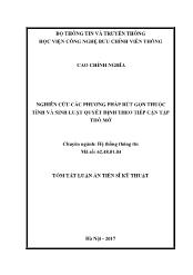 Tóm tắt Luận án Nghiên cứu các phương pháp rút gọn thuộc tính và sinh luật quyết định theo tiếp cận tập thô mờ - Cao Chính Nghĩa