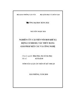 Tóm tắt Luận án Nghiên cứu cải tiến nồi hơi khí xả động cơ Diesel tàu thủy bằng giải pháp kết cấu và công nghệ - Nguyễn Ngọc Hải