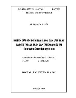 Tóm tắt Luận án Nghiên cứu đặc điểm lâm sàng, cận lâm sàng và điều trị suy thận cấp tại khoa điều trị tích cực bệnh viện Bạch Mai