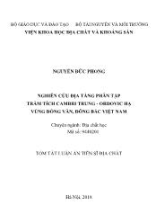 Tóm tắt Luận án Nghiên cứu địa tầng phân tập trầm tích Cambri trung - Ordovic hạ vùng Đồng Văn, Đông Bắc Việt Nam - Nguyễn Đức Phong