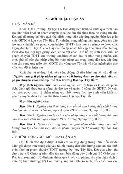 Tóm tắt Luận án Nghiên cứu giải pháp nhằm nâng cao chất lượng đào tạo cho sinh viên sư phạm chuyên khoa thể dục thể thao trường Đại học Tây Bắc