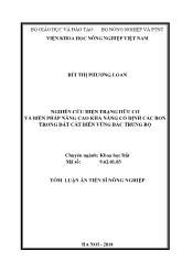 Tóm tắt Luận án Nghiên cứu hiện trạng hữu cơ và biện pháp nâng cao khả năng cố định các bon trong đất cát biển vùng Bắc Trung Bộ - Bùi Thị Phương Loan