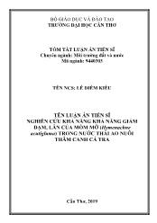 Tóm tắt Luận án Nghiên cứu khả năng giảm đạm, lân của mồm mỡ ((Hymenachne acutigluma) trong nước thải ao nuôi thâm canh cá tra - Lê Kiều Diễm