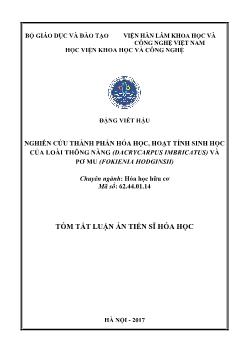 Tóm tắt Luận án Nghiên cứu thành phần hóa học, hoạt tính sinh học của loài thông nàng (Dacrycarpus Imbricatus) và pơ mu (Fokienia Hodginsii) - Đặng Viết Hậu