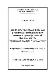 Tóm tắt Luận án Nghiên cứu thực trạng thiếu máu ở phụ nữ sán dìu trong thời kỳ mang thai tại huyện Đồng Hỷ tỉnh Thái Nguyên và hiệu quả của biện pháp can thiệp - Lê Minh Chính