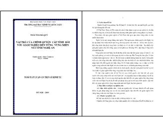 Tóm tắt Luận án Vai trò của chính quyền cấp tỉnh đối với giảm nghèo bền vững vùng miền núi tỉnh Nghệ An - Thái Thanh Quý