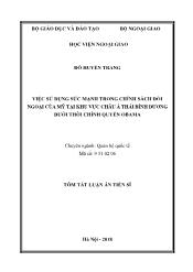 Tóm tắt Luận án Việc sử dụng sức mạnh trong chính sách đối ngoại của Mỹ tại khu vực châu Á Thái Bình Dương dưới thời chính quyền Obama - Đỗ Huyền Trang