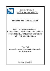 Tóm tắt Luận văn Đào tạo nguồn nhân lực hành chính công cấp huyện Laongam của tỉnh Saravanh nước Cộng hòa Dân chủ nhân dân Lào - Keomanivanh Chanthachone