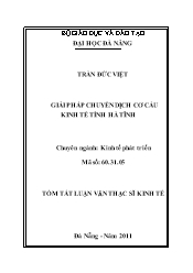 Tóm tắt Luận văn Giải pháp chuyển dịch cơ cấu kinh tế tỉnh Hà Tĩnh - Trần Đức Việt