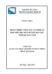 Tóm tắt Luận văn Hoàn thiện công tác an sinh xã hội trên địa bàn huyện Đại Lộc, tỉnh Quảng Nam - Lê Huy Phục