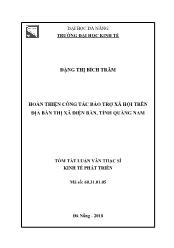 Tóm tắt Luận văn Hoàn thiện công tác bảo trợ xã hội trên địa bàn thị xã Điện Bàn, tỉnh Quảng Nam - Đặng Thị Bích Trâm