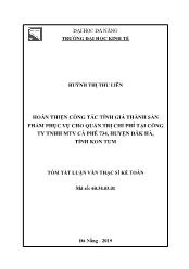 Tóm tắt Luận văn Hoàn thiện công tác tính giá thành sản phẩm phục vụ cho quản trị chi phí tại công ty TNHH MTV cà phê 734, huyện Đăk Hà, tỉnh Kon Tum - Huỳnh Thị Thu Liên