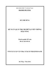 Tóm tắt Luận văn Kế toán quản trị chi phí tại viễn thông Đắk Nông - Bùi Thế Hùng