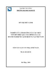 Tóm tắt Luận văn Nghiên cứu ảnh hưởng của cấu trúc vốn đến hiệu quả tài chính của các doanh nghiệp du lịch dịch vụ tại Việt Nam - Hồ Thị Thùy Linh