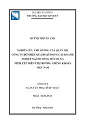 Tóm tắt Luận văn Nghiên cứu ảnh hưởng của quản trị công ty đến hiệu quả hoạt động các doanh nghiệp ngành hàng tiêu dùng niêm yết trên thị trường chứng khoán Việt Nam - Huỳnh Thị Vân Anh