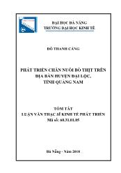 Tóm tắt Luận văn Phát triển chăn nuôi bò thịt trên địa bàn huyện Đại Lộc, tỉnh Quảng Nam - Đỗ Thanh Cảng