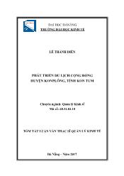 Tóm tắt Luận văn Phát triển du lịch cộng đồng huyện Konplông, tỉnh Kon Tum - Lê Thành Diễn