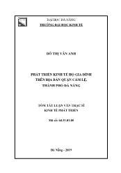 Tóm tắt Luận văn Phát triển kinh tế hộ gia đình trên địa bàn quận Cẩm Lệ, thành phố Đà Nẵng - Đỗ Thị Vân Anh