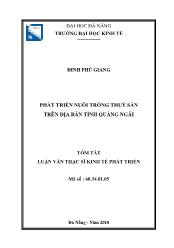 Tóm tắt Luận văn Phát triển nuôi trồng thuỷ sản trên địa bàn tỉnh Quảng Ngãi - Đinh Phú Giang