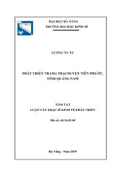 Tóm tắt Luận văn Phát triển trang trại huyện Tiên Phước, tỉnh Quảng Nam - Lương Ny Ny