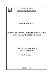 Tóm tắt Luận văn Quản lý bảo hiểm xã hội tại bảo hiểm xã hội quận Cẩm Lệ, thành phố Đà Nẵng - Đinh Hoàng Nữ Vi