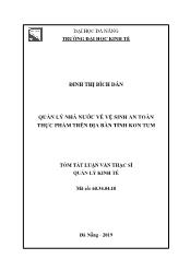 Tóm tắt Luận văn Quản lý Nhà nớc về vệ sinh an toàn thực phẩm trên địa bàn tỉnh Kon Tum - Đinh Thị Bích Dân