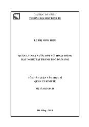 Tóm tắt Luận văn Quản lý nhà nước đối với hoạt động dạy nghề tại thành phố Đà Nẵng - Lê Thị Minh Hiếu