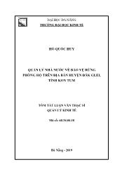 Tóm tắt Luận văn Quản lý Nhà nước về bảo vệ rừng phòng hộ trên địa bàn huyện Dăk Glei, tỉnh Kon Tum - Hồ Quốc Huy