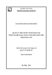 Tóm tắt Luận văn Quản lý nhà nước về đất đai tại tỉnh Champasak, nước Cộng hòa Dân chủ nhân dân Lào - Chanthavisouk Somsawien