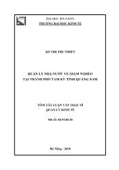 Tóm tắt Luận văn Quản lý Nhà nước về giảm nghèo tại thành phố Tam Kỳ tỉnh Quảng Nam - Đỗ Thị Thu Thiết