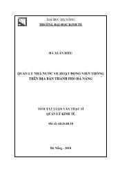 Tóm tắt Luận văn Quản lý Nhà nước về hoạt động viễn thông trên địa bàn thành phố Đà Nẵng - Hà Xuân Hiếu