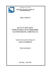 Tóm tắt Luận văn Quản lý Nhà nước về hoạt động xuất nhập khẩu tại tỉnh Sêkong, Cộng hòa dân chủ nhân dân Lào - Deua Onmany