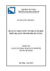 Tóm tắt Luận văn Quản lý nhà nước về nhà ở xã hội trên địa bàn thành phố Đà Nẵng - Lê Nguyễn Anh Huy