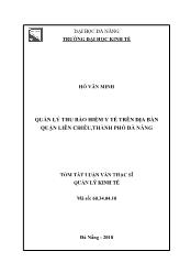 Tóm tắt Luận văn Quản lý thu bảo hiểm y tế trên địa bàn quận Liên Chiểu,thành phố Đà Nẵng - Hồ Văn Minh