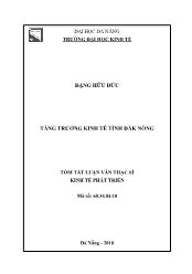 Tóm tắt Luận văn Tăng trưởng kinh tế tỉnh Đắk Nông - Đặng Hữu Phúc