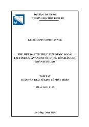 Tóm tắt Luận văn Thu hút đầu tư trực tiếp nước ngoài tại tỉnh Salavanh nước Cộng hòa Dân chủ nhân dân Lào - Keobounmy Somchaynuk