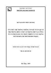 Tóm tắt Luận văn Tổ chức hệ thống thông tin kế toán quản trị trong bối cảnh vận dụng ERP tại công ty Cổ phần Đầu tư Phát triển và xây dựng thành đô chi nhánh Boutique - Đỗ Nguyễn Thùy Dương