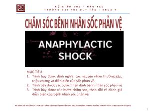 Bài giảng Chăm sóc bệnh nhân sốc phản vệ