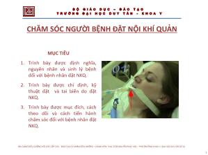 Bài giảng Chăm sóc người bệnh đặt nội khí quản