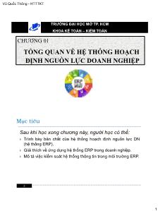 Bài giảng Hệ thống hoạch định nguồn lực doanh nghiệp - Chương 1: Tổng quan về hệ thống hoạch định nguồn lực doanh nghiệp - Vũ Quốc Thông