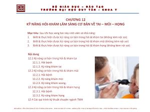 Bài giảng Kỹ năng hỏi - khám lâm sàng cơ bản về tai – mũi – họng