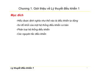 Bài giảng Lý thuyết điều khiển 1 - Chương 1: Giới thiệu về Lý thuyết điều khiển 1