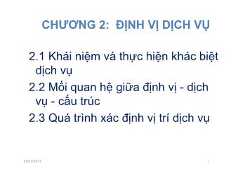 Bài giảng Marketing dịch vụ - Chương 2: Định vị dịch vụ - Nguyễn Thị Trang Nhung