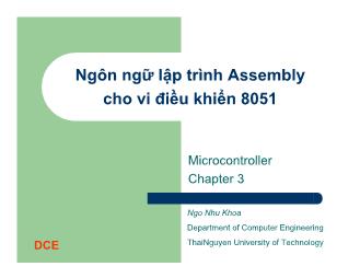 Bài giảng Microcontroller - Chương 3: Ngôn ngữ lập trình Assembly cho vi điều khiển 805