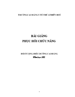 Bài giảng Phục hồi chức năng