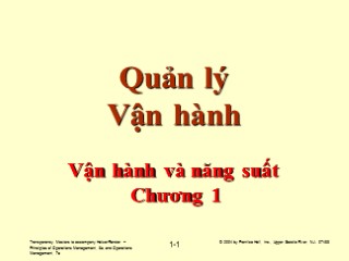 Bài giảng Quản lý vận hành - Chương 1: Vận hành và năng suất