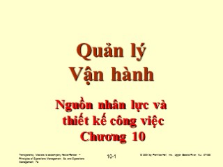 Bài giảng Quản lý vận hành - Chương 10: Nguồn nhân lực và thiết kế công việc