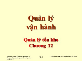 Bài giảng Quản lý vận hành - Chương 12: Quản lý tồn kho