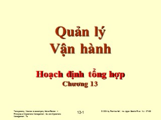 Bài giảng Quản lý vận hành - Chương 13: Hoạch định tổng hợp