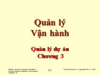 Bài giảng Quản lý vận hành - Chương 3: Quản lý dự án